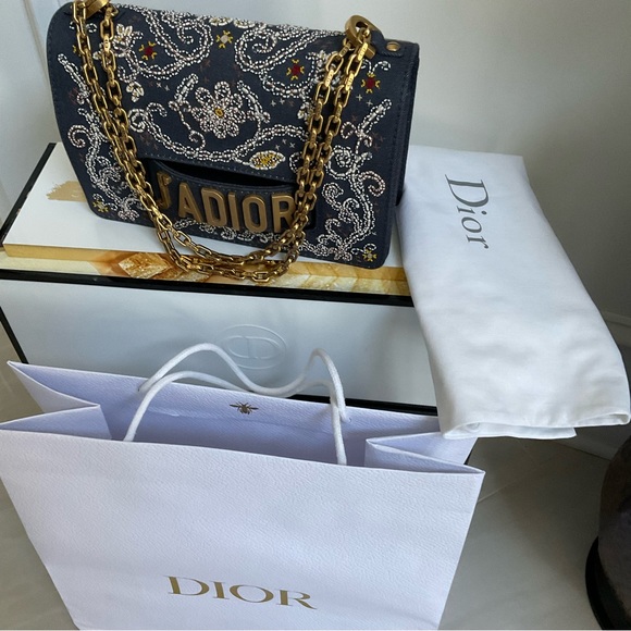 DIOR J’ADIOR Denim Embroidered Crossbody Bag - Picture 2 of 16